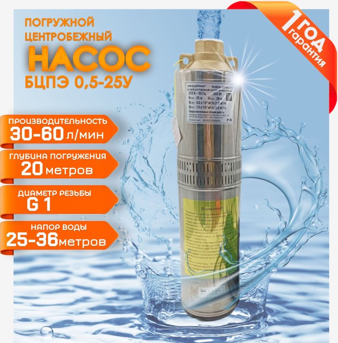 Насос бытовой центобежный БЦ 0,5-25У (Китай)